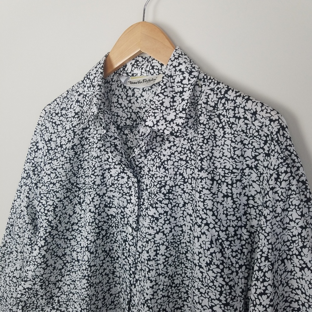 Diane Von Furstenberg Floral Button Down Blouse - Picture 3 of 5